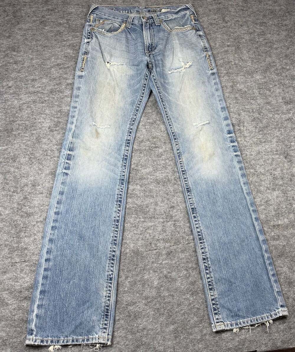 Ariat Jeans Size 31/38 Distressed Light Wash Flare Denim